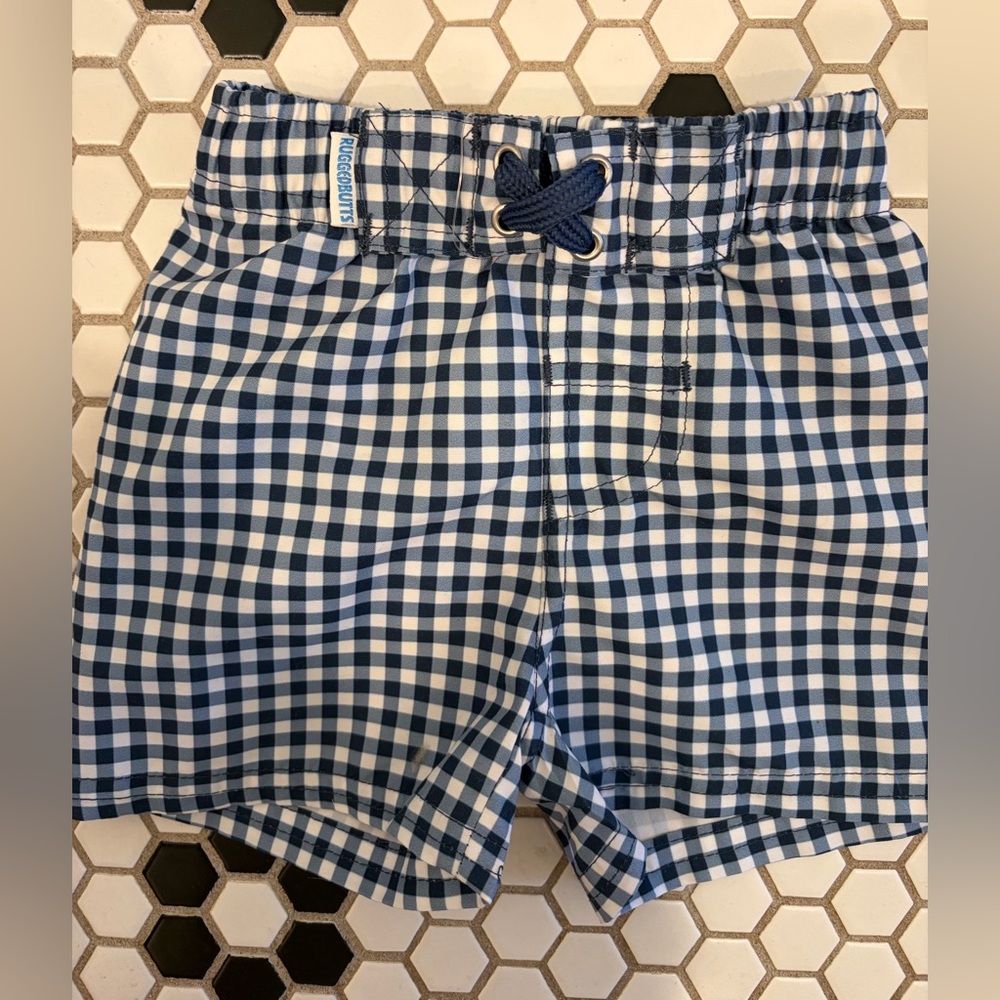 Rugged Butts Blue Gingham Swim Trunk
